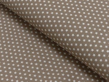 Baumwoll Druck Sterne Camel/ Weiß 2,5 mm